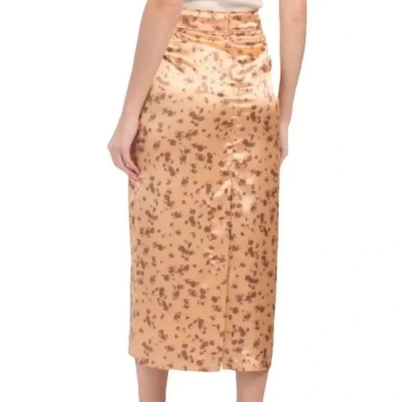 Zara Satin Floral High Waisted Midi Skirt size large - Picture 5 of 8